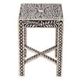 thumbnail image 3 of Square Bone Inlay End Table – Black & White Floral Top with Diamond Inlay Legs, Bohemian Luxe Style, 3 of 3