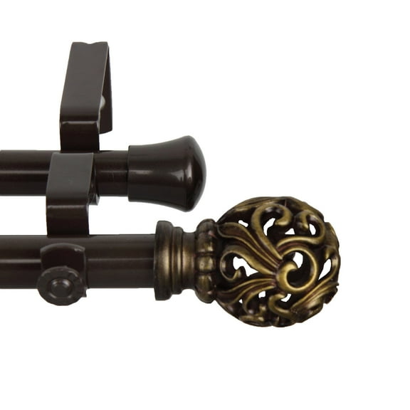 Cilla Double Curtain Rod 13/16 inch 66-120" - Cocoa