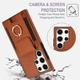 thumbnail image 5 of SaniMore for Samsung Galaxy S21 Ultra Case with Metal Rotating Ring Kickstand RFID Blocking Card Slots PU Leather Anti-scractch Wear-resitant Shockproof Wallet Cover for Samsung S21 Ultra, Brown, 5 of 9