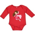 thumbnail image 3 of Inktastic Superhero Girl, Cute Girl, Brown Hair, Pink Cape Girls Long Sleeve Baby Bodysuit, 3 of 5