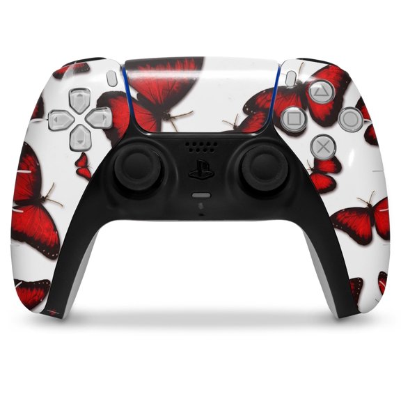 WraptorSkinz Skin Wrap compatible with the Sony PS5 DualSense Controller Butterflies Red (CONTROLLER NOT INCLUDED)