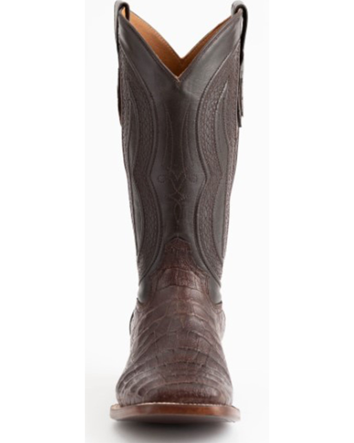 Ferrini  Mens Belly Caiman Chocolate Square Toe   Western Cowboy Boots   Mid Calf - image 4 of 7