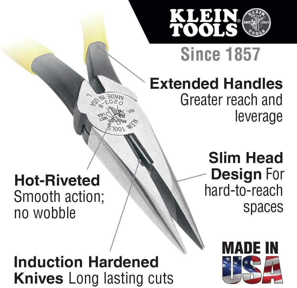D203-7 Needle Nose , Long Nose Side Cutters, Heavy Duty Alligator , 7-Inch