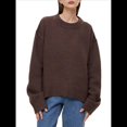thumbnail image 2 of Suéter de Mujer, Cuello Redondo, Larga, Holgado, Tejido Suave, Dobladillo Acanalado, para Otoño e Invierno. Color Café Talla Única, 2 of 9
