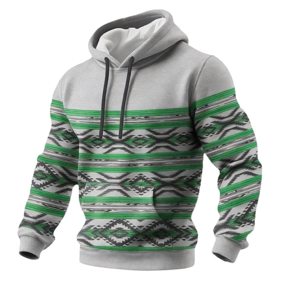 HXWCHs Men's Casual Western Aztec Style Hooded Sweatshirt Long Sleeve Relaxed Fit top with Pockets S Green