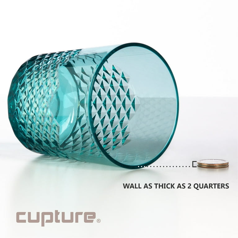Cupture Diamond Plastic Tumblers, 24 oz / 14 oz, 8-Pack (Assorted Colors)