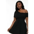 thumbnail image 6 of Plus Size Allison One Shoulder Flare Dress - Black, 6 of 7