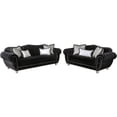 thumbnail image 2 of Elisabetha Traditional Velvet-like Fabric Loveseat, Black, 2 of 6