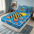 thumbnail image 2 of meiyoeat Construction R Initial Hard Hat Zipper Comforter Set with Fitted Sheet and 2 Pillowcases, Cartoon Truck Zipper Bedding Set for Boys Girls, Blue, Polkadot Reversible, 3pcs, 2 of 6