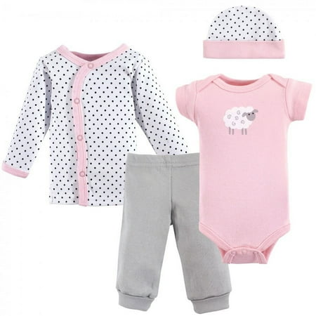 Luvable Friends Baby Girl Cotton Preemie Layette Set, Pink Sheep, Preemie