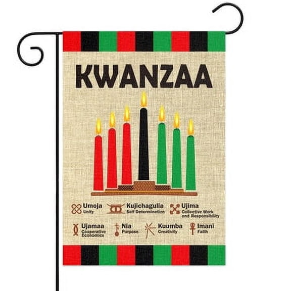 MALLMALL6 12 in x 18 in Burlap Happy Kwanzaa African Heritage Garden Flag,1Pack