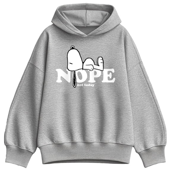 Peanuts - Nope Snoopy - Women's Oversized Fleece Hoodie Sweatshirt