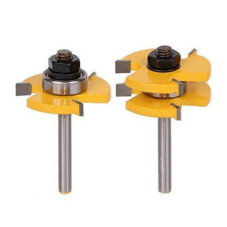 

2Pcs 3-Teeth Tongue Groove Joint Assembly Router Bit Set Woodwork Cutting Tool