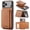 Brown, variant on PU Leather Wallet Case for iPhone 17 Pro, Tri-Fold Detachable Magnetic Card Bag, RFID Blocking Kickstand Magnetic Closure Classic Business Drop Protection Cover for iPhone 17 Pro, Purple