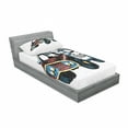 thumbnail image 3 of Ambesonne Cartoon Fitted Sheet & Pillow Sham Set, Sketchy Police Car, Full, Red Yellow and Blue, 3 of 3