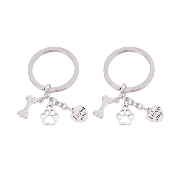 2 llaveros con forma de pata de perro y hueso, llavero único, exquisito llavero decorativo, pequeño regalo para hombres y mujeres.