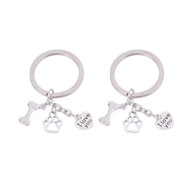 2pcs Bone Dog Paw Keychains Unique Key Holder Exquisite Key Ring Key Decoration Small Gift for Men Women