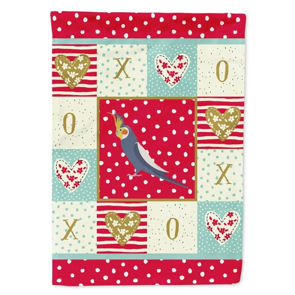 Carolines Treasures CK5521CHF Cockatiel Love Flag Canvas House Size Large multicolor