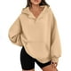 thumbnail image 2 of Jeans de tiro bajo,Blusa con capucha y cuello en V para mujer, top informal de manga larga con bolsillo, corte holgado y suave, camiseta de color liso para ropa urbana, sopatenor, 2 of 9