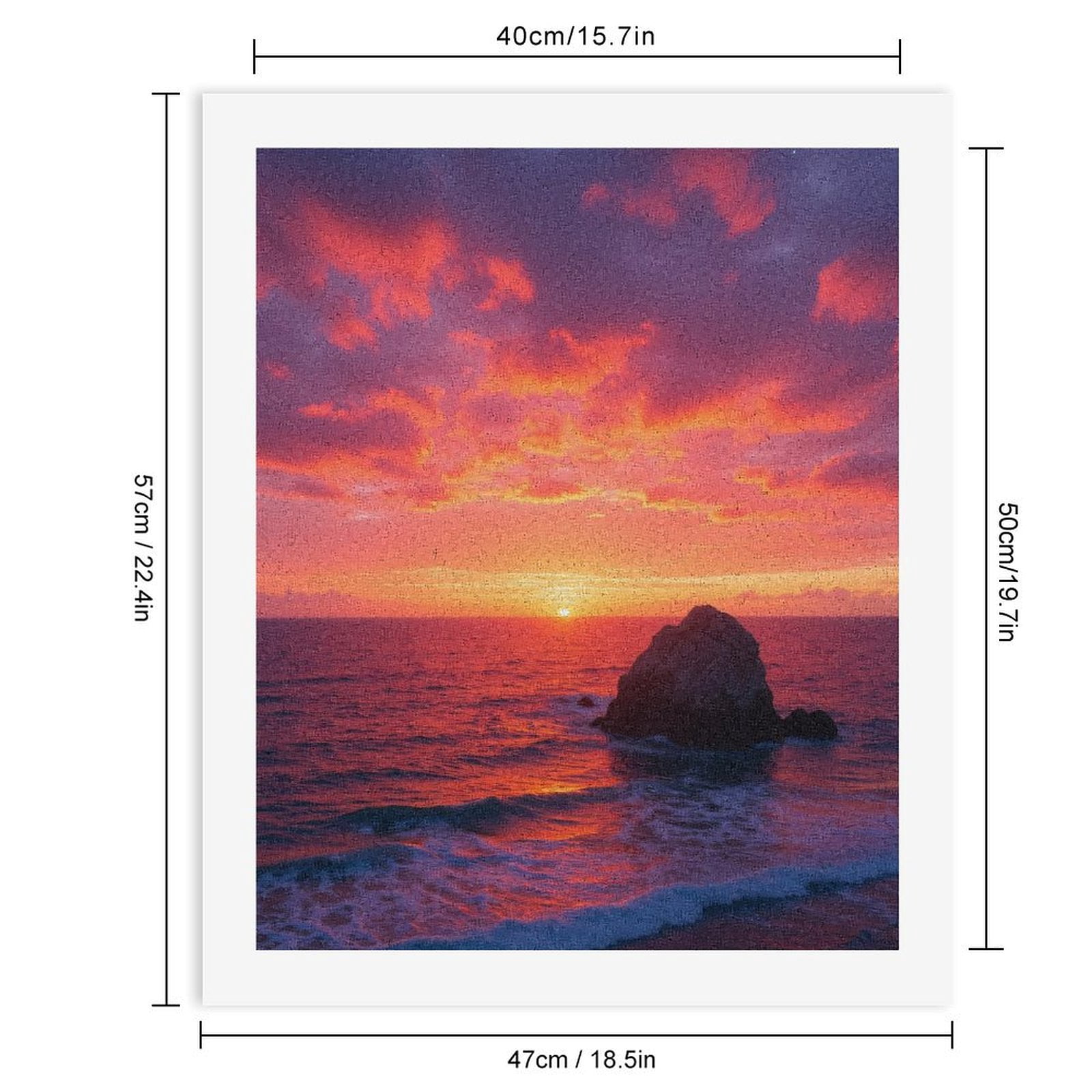 Paint By Numbers Kit for Adults Beginner - DIY Ocean Sunset Sky Rock Waves Canvas Painting Kits for Adults, Frameless Paint By Number for Adults for Home Wall Decor 16x20 Inch