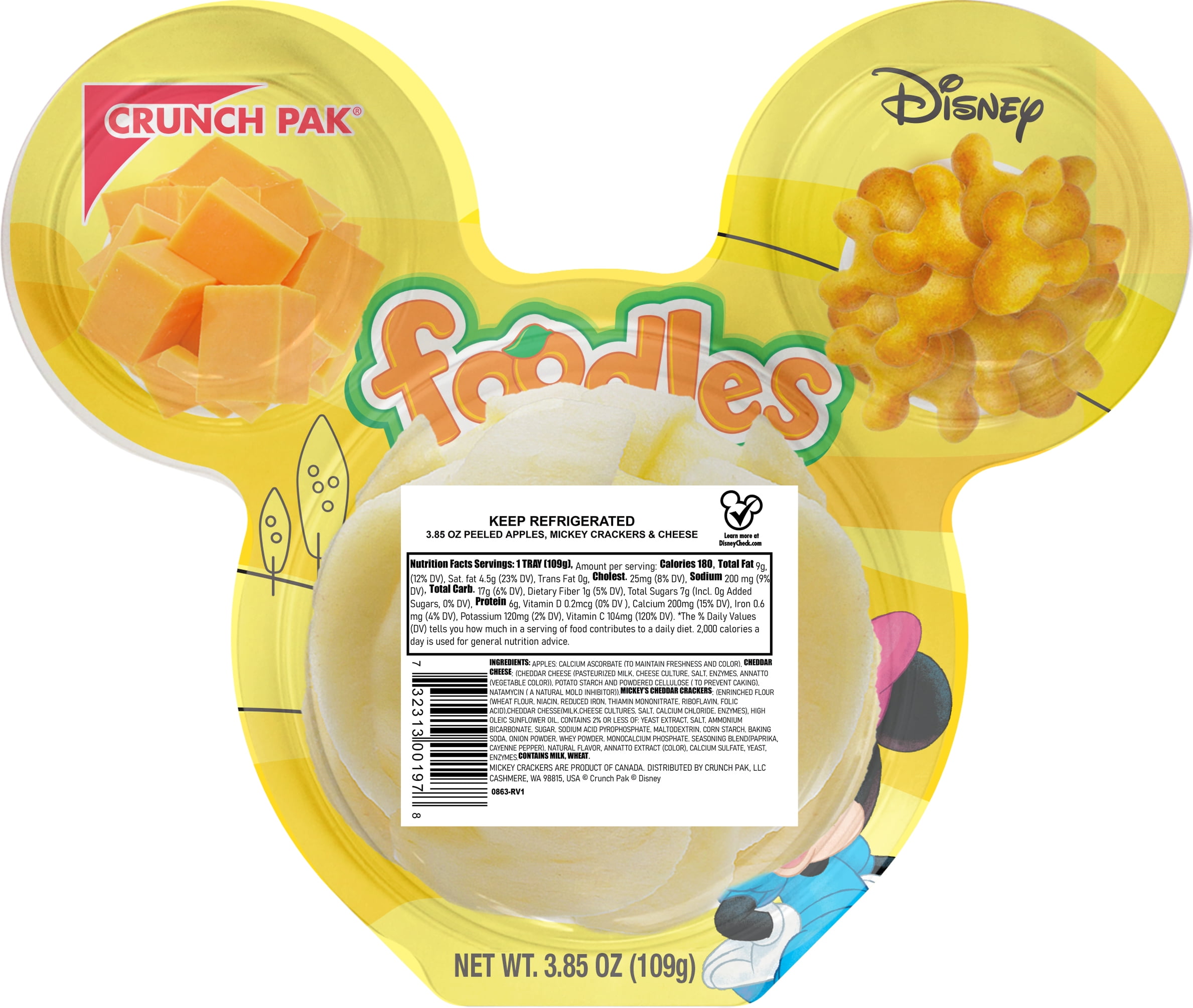 Crunch Pak Foodles Snack Pack with Peeled Apples, Crackers & Cheese, 3.85 oz