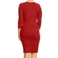 thumbnail image 4 of Women's Solid Crew Neck 3/4 Sleeve Midi Slim Bodycon Dress Plus Size, 4 of 5