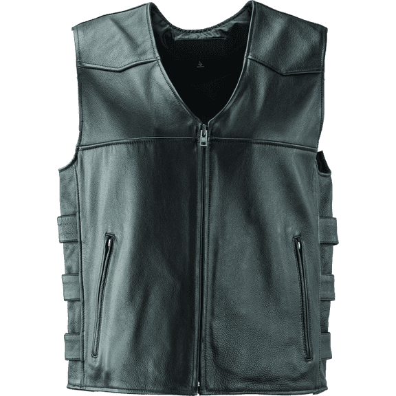 River Road Plains Leather Vest Black - Medium