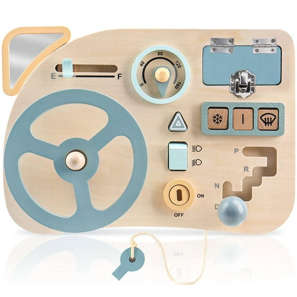Tableau d'Activités Tableau de Bord en Bois Volant Jeu d'Imitation Jouet de Conduite Enfants Jouet Montessori Jouet Multifonctionnel Interactif Jouet de Cognition Bébé Tableau Sensoriel pour Fille Garçon Enfants Cadeau pour Enfant