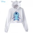 thumbnail image 1 of Disney Lilo Stitch Funny Print Hoodies Oversized Streetwear Fashion Cool Black Drawstring Short Crop Hoodie Women Cat Ears HoodXXL Gao Jinjia LED, 1 of 2