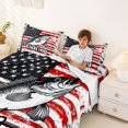 thumbnail image 3 of Feelyou USA Flag Vintage Bass Fish Bed Sheets for Men, Marine Wildlife King Sheets, Black Red White, 4pcs, 3 of 5