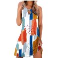 thumbnail image 2 of Azrian Womens Plus Size Clearance,Women's Fashion Sexy Round Neck Sleeveless Printed Dresses on Sales, 2 of 5