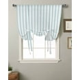 thumbnail image 2 of Bluish Green Stripes Tie Up Curtains for Kitchen Bathroom Bedroom Windows 63 Inch Length, Geometric Vertical Linens Modern Minimalism Balloon Drape Curtains Shade Rod Pocket Curtain Panel, 52"x45", 2 of 7