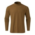 thumbnail image 4 of yuuuggc Long Sleeve Shirt Men Turtle Neck Shirts Basic Lightweight Undershirt Thermal Pullover Sweater(Khaki,L), 4 of 5