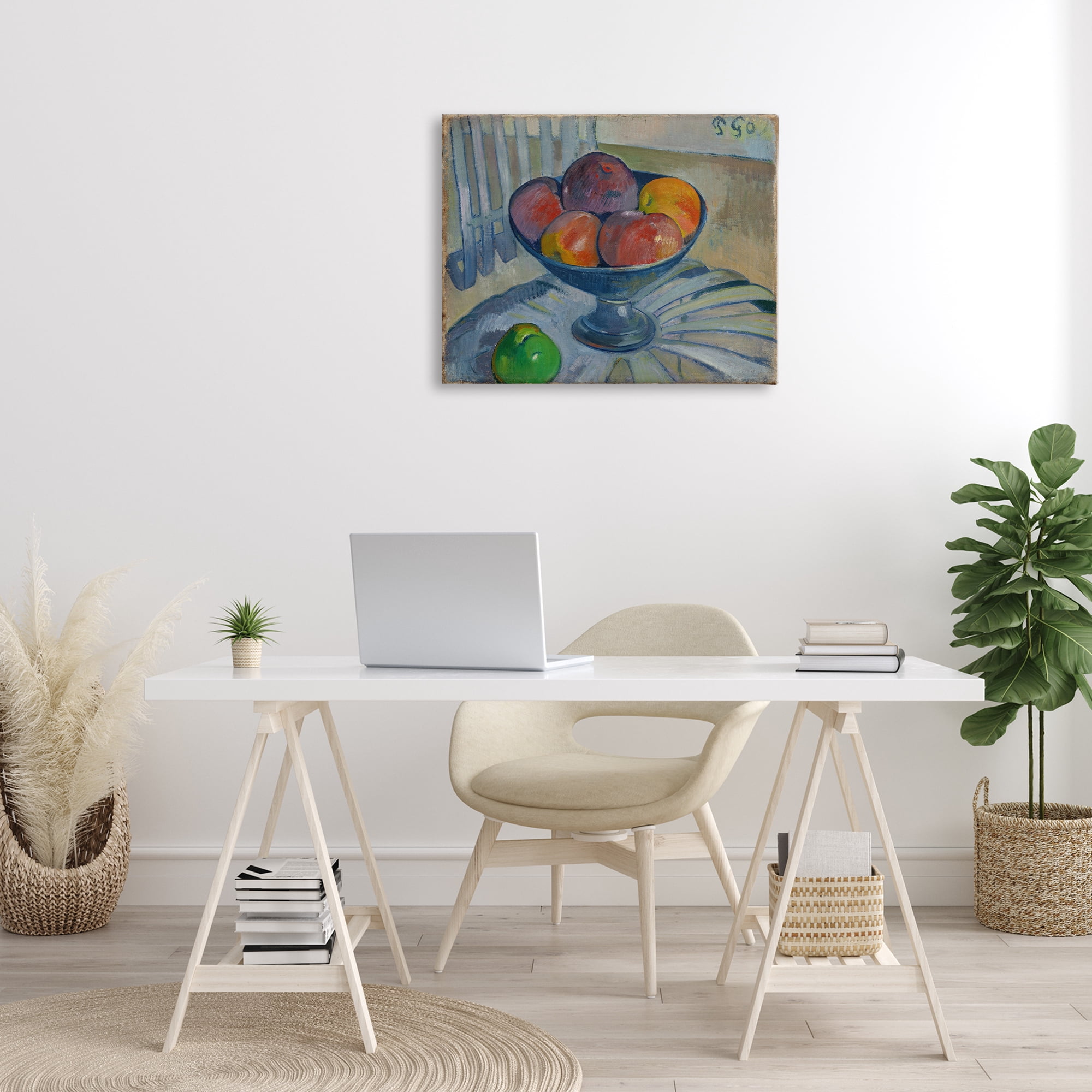 Stupell Industries Classic Fruit Dish on Garden Chair Food & Beverage Painting Wrapped Canvas Art Print Wall Art, 30 x 24
