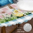 thumbnail image 3 of Blue Plaid Easter Round Tablecloth, Fitted Table Cover with Elastic for 36"-44" Round Tables, Truck Spring Floral Bunny Animals Table Cloth Outdoor Indoor Dinning Party Waterproof Tablecloths, 3 of 7