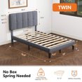 thumbnail image 3 of Twin Bed Frames with Headboard, Upholstered Platform Bed with Wood Slats 800 lbs Support , Noise Free, No Box Spring Needed, Gray, 3 of 10