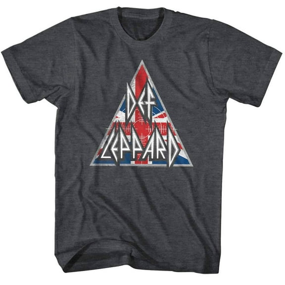 Def Leppard Union Jack Logo Men's T Shirt (CharcoalHeather, Adult4XL)