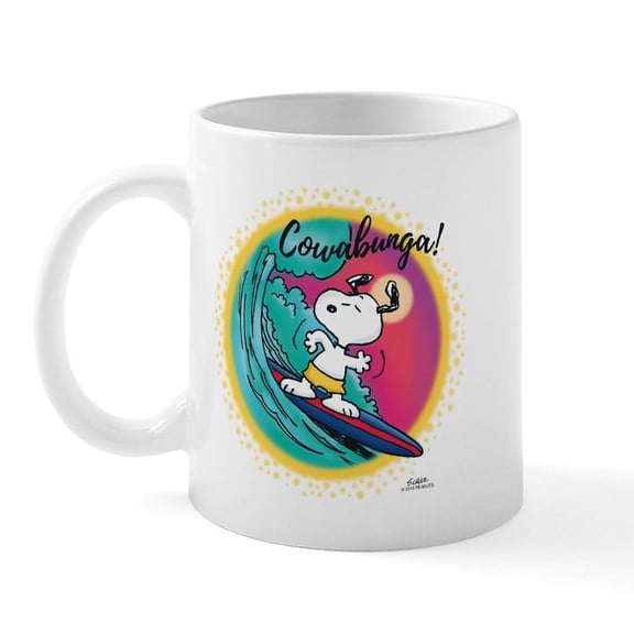 CafePress - Snoopy Cowabunga! Mugs - 11 oz Ceramic Mug - Novelty Coffee Tea Cup
