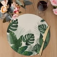 thumbnail image 3 of Monstera Leaves Round 15 Inch Placemats Set of 4, Summer Green Tropical Plants Leaf Beige HeatResistant Non Slip Place Mats for Dining Table, Wipeable Braided Kitchen Table Mats for Housewarming, 3 of 9