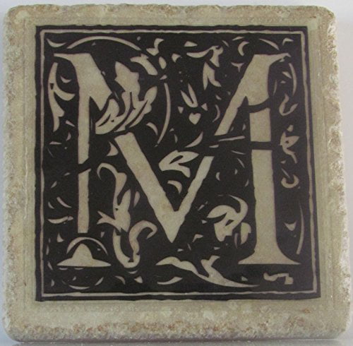 Stone Drink Coasters With Personalized Initial 