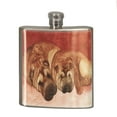 thumbnail image 2 of KuzmarK 6 oz. Stainless Steel Flask Set in Rose Wood Presentation Box -  Chinese Shar-Pei Mother and Daughter Art by Denise Every, 2 of 2