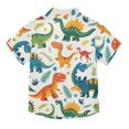 thumbnail image 2 of Dailycode Small Short Sleeve Button Down Shirts Cartoon Dinosaurs and Leaf Casual Shirt 3-10 Years, 2 of 9