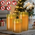 thumbnail image 5 of Glass Battery Operated LED Flameless Candles with Remote and Timer, Real Wax Candles Warm Color Flickering Light for Festival Wedding Home Party Decor(Pack of 3)-Gold, 5 of 9