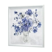 Crystal Art Gallery Blue Flower Vase Framed Wall Ar Dcor 20" x 20"