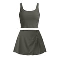 thumbnail image 4 of DISKEBUISS Women's Tankini Bathing Suits Solid Color Padded Wireless Tank Top & Skirt Two Piece Swim Set for Beach, 4 of 6
