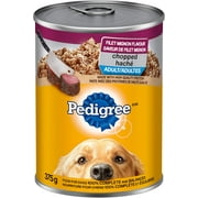 PEDIGREE CHOPPED Adult Wet Dog Food, Ground Dinner Filet Mignon, 375g Can (12 Pack)