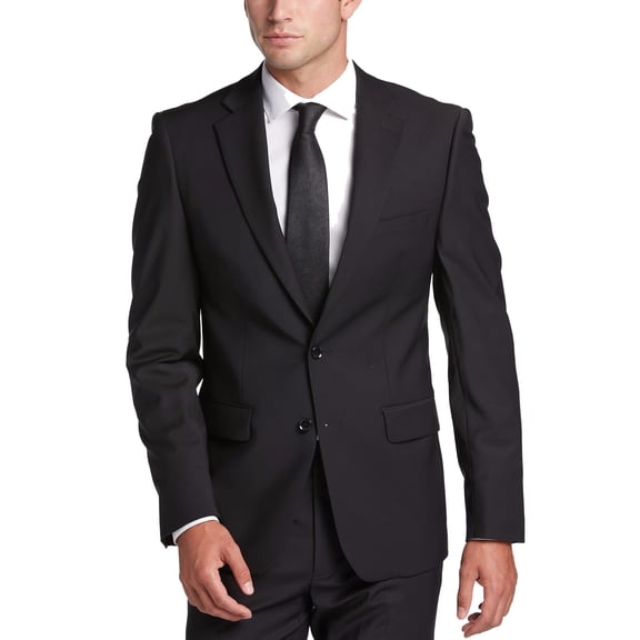 Adam Baker Men's Ultra Slim Fit Black Wool Blend Suit Separates