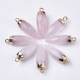 thumbnail image 2 of Top Golden Plated Natural Rose Quartz Pointed Pendants with Iron Loops Faceted 25~26x7~8mm Hole: 1.8mm, 2 of 3