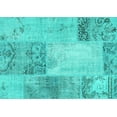 thumbnail image 1 of Ahgly Company Machine Washable Indoor Rectangle Patchwork Turquoise Blue Transitional Area Rugs, 6' x 9', 1 of 4