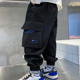thumbnail image 3 of Pantalones de marca a la moda para niños, pantalones Cargo para niños, primavera y otoño, nuevo estilo, versión coreana, pantalones informales holgados 2024, 3 of 4